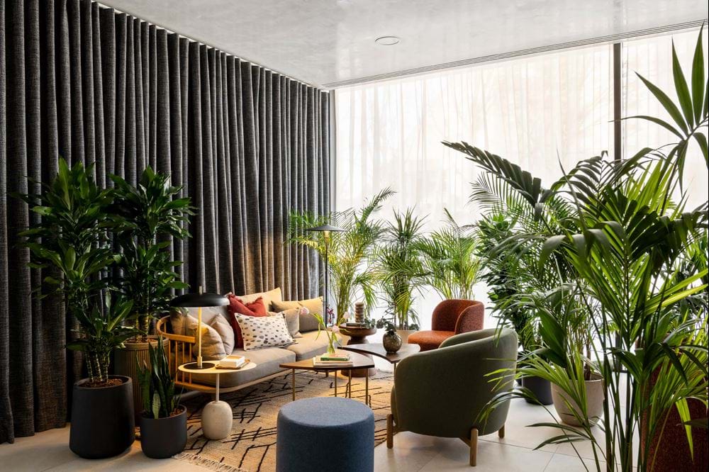 Lobby area at Cove - Landmark Pinnacle, Canary Wharf. Credit: Penguin’s Egg.
